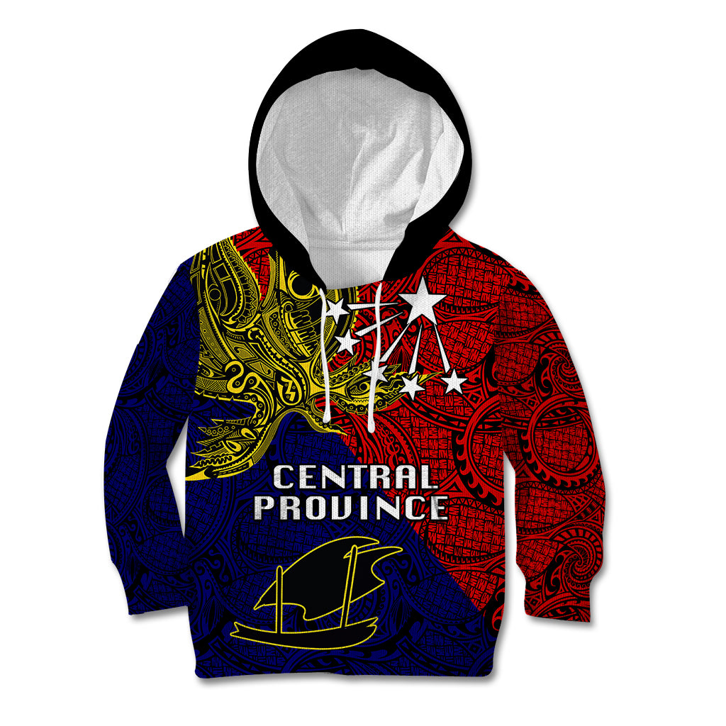Papua New Guinea Central Province Kid Hoodie PNG Birds Of Paradise Polynesian Arty Style LT03 Hoodie Red - Polynesian Pride