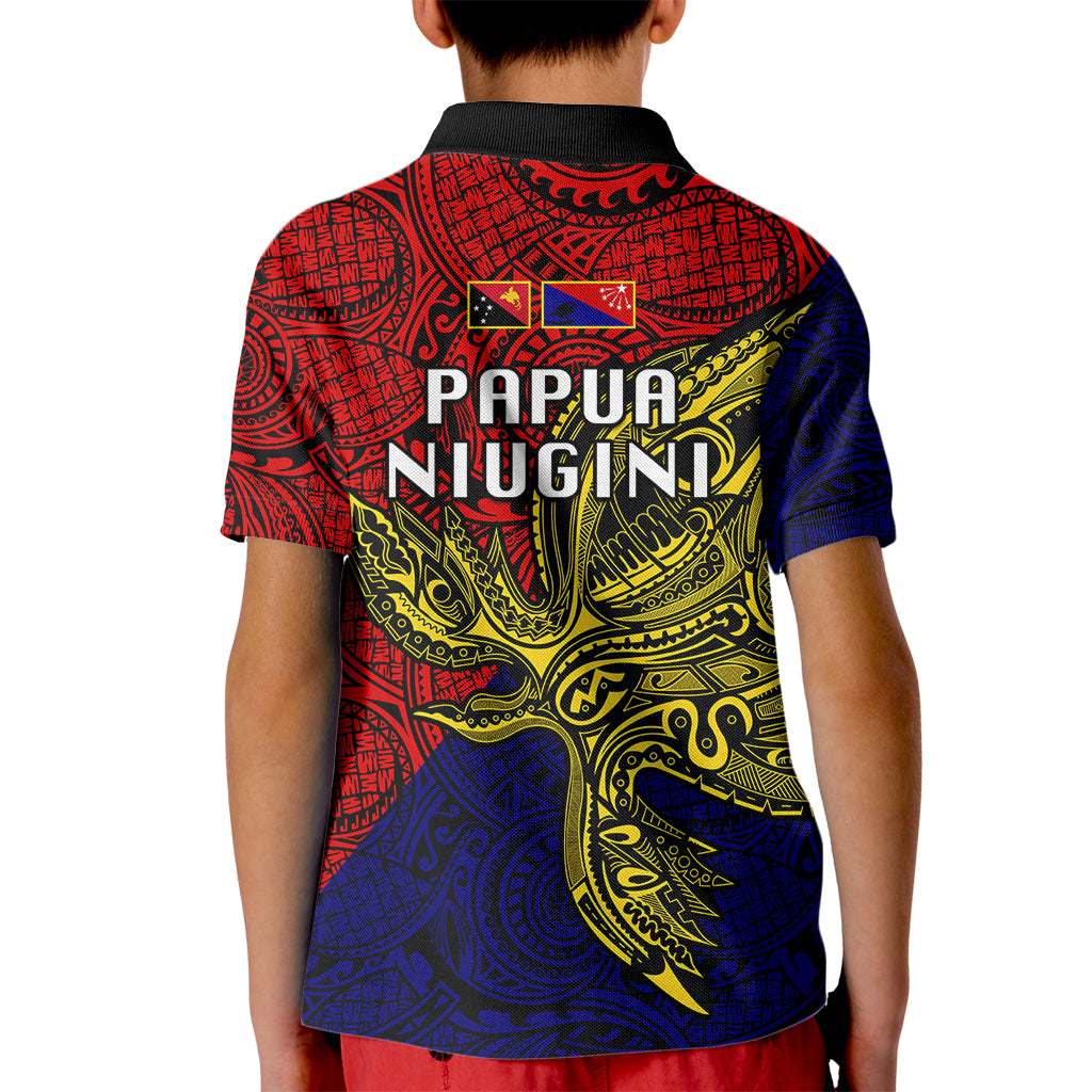 Papua New Guinea Central Province Kid Polo Shirt PNG Birds Of Paradise Polynesian Arty Style LT03 - Polynesian Pride
