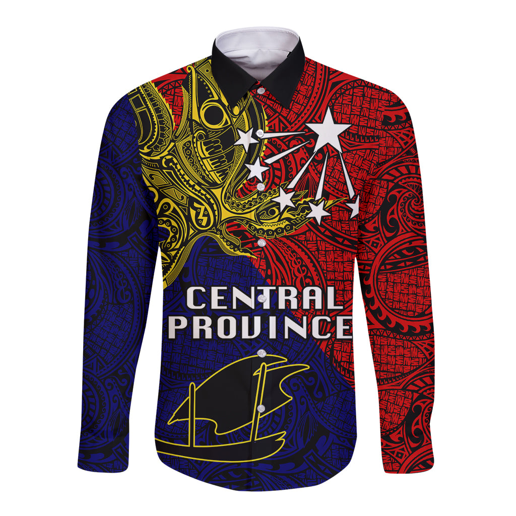 Papua New Guinea Central Province Long Sleeve Button Shirt PNG Birds Of Paradise Polynesian Arty Style LT03 Unisex Red - Polynesian Pride