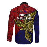Papua New Guinea Central Province Long Sleeve Button Shirt PNG Birds Of Paradise Polynesian Arty Style LT03 - Polynesian Pride