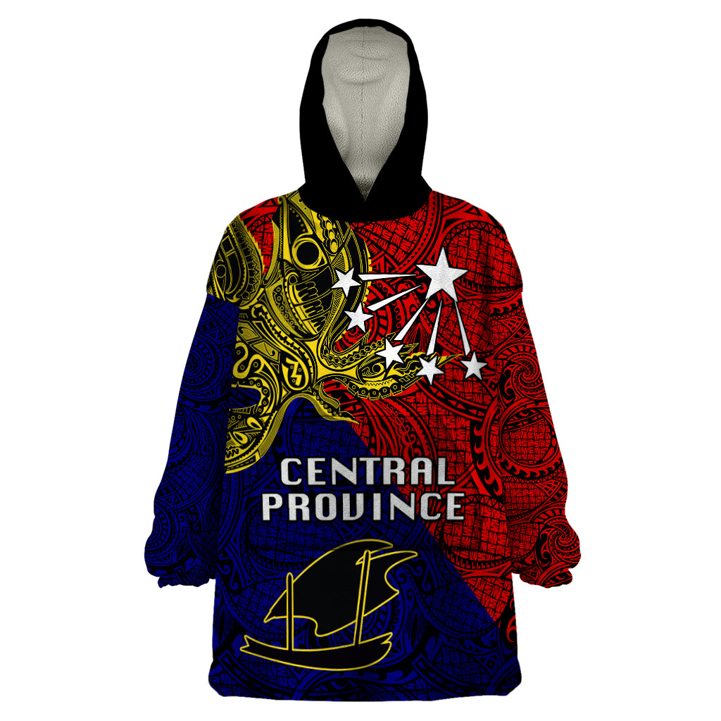 Papua New Guinea Central Province Wearable Blanket Hoodie PNG Birds Of Paradise Polynesian Arty Style LT03 One Size Red - Polynesian Pride