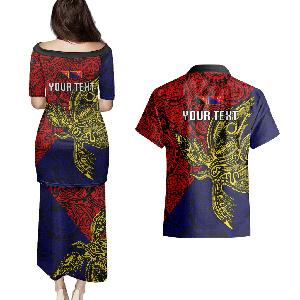 Custom Papua New Guinea Central Province Couples Matching Puletasi Dress and Hawaiian Shirt PNG Birds Of Paradise Polynesian Arty Style LT03 - Polynesian Pride