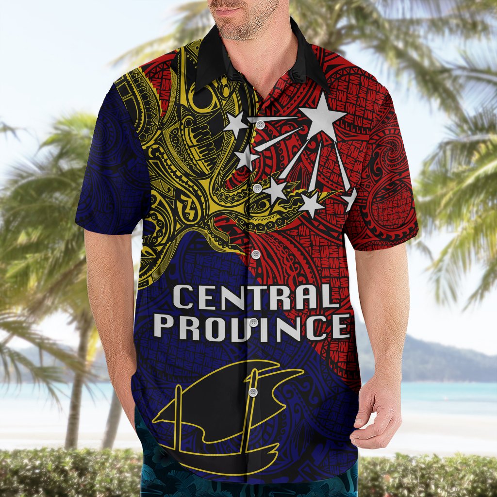 Custom Papua New Guinea Central Province Hawaiian Shirt PNG Birds Of Paradise Polynesian Arty Style LT03 - Polynesian Pride