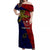 Custom Papua New Guinea Central Province Off Shoulder Maxi Dress PNG Birds Of Paradise Polynesian Arty Style LT03 Women Red - Polynesian Pride