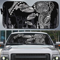 Hawaiian Reef Triggerfish Auto Sun Shade Polynesian Art with Tribal Humuhumunukunukuapua'a LT03 Black - Polynesian Pride