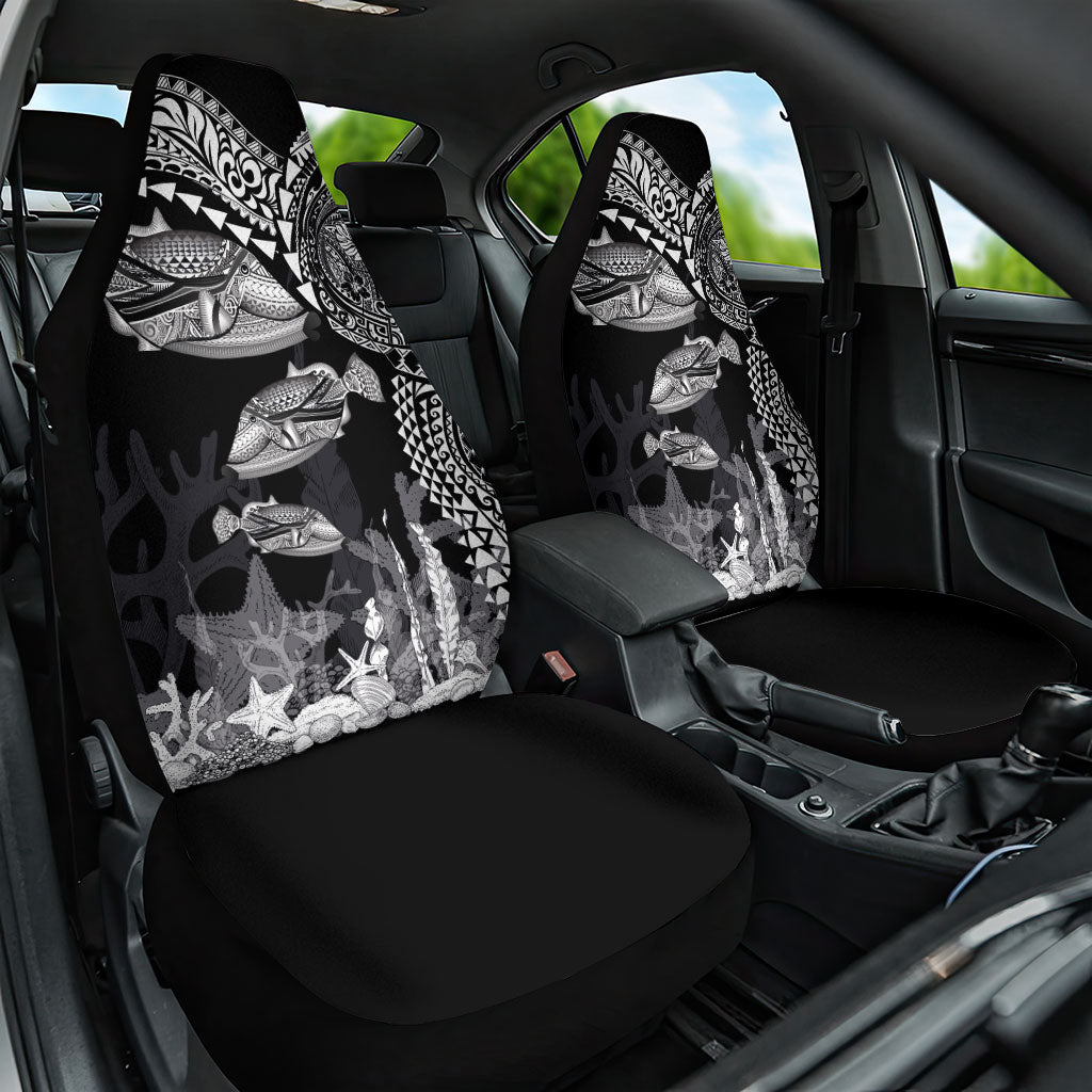 Hawaiian Reef Triggerfish Car Seat Cover Polynesian Art with Tribal Humuhumunukunukuapua'a LT03 One Size Black - Polynesian Pride