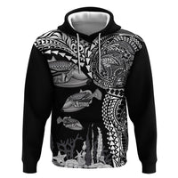 Hawaiian Reef Triggerfish Hoodie Polynesian Art with Tribal Humuhumunukunukuapua'a LT03 Pullover Hoodie Black - Polynesian Pride