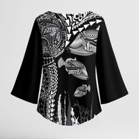 Hawaiian Reef Triggerfish Kimono Sleeve Blouse Polynesian Art with Tribal Humuhumunukunukuapua'a LT03 - Polynesian Pride