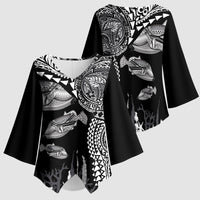 Hawaiian Reef Triggerfish Kimono Sleeve Blouse Polynesian Art with Tribal Humuhumunukunukuapua'a LT03 - Polynesian Pride