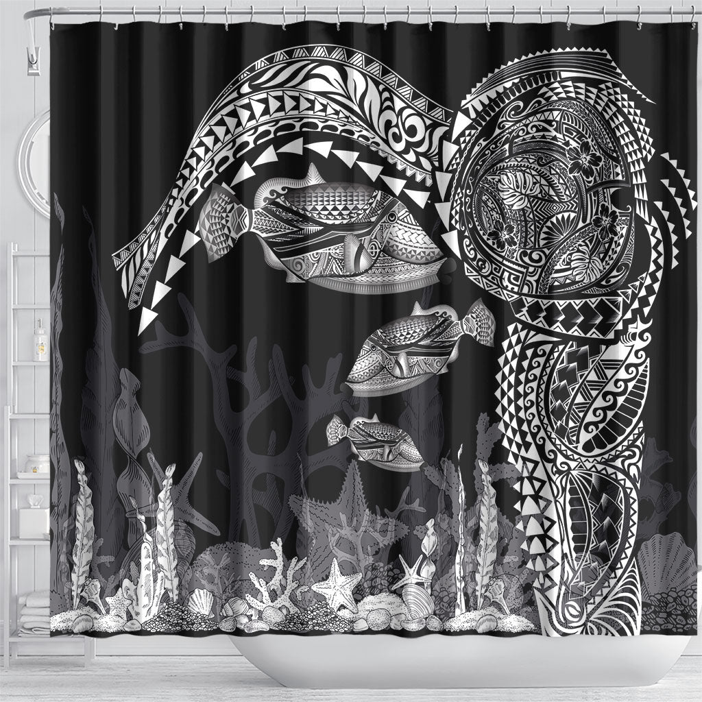 Hawaiian Reef Triggerfish Shower Curtain Polynesian Art with Tribal Humuhumunukunukuapua'a LT03 - Polynesian Pride