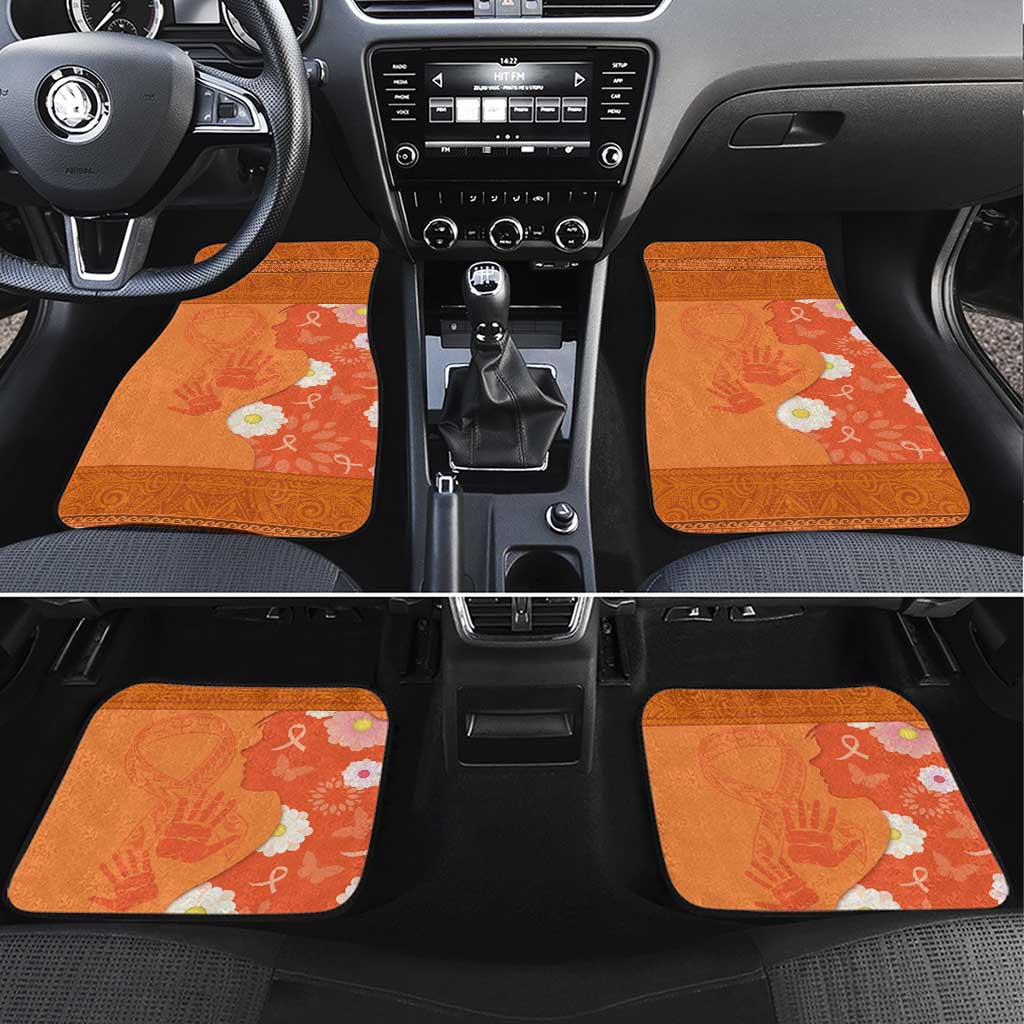 International Day for the Elimination of Violence Against Women Car Mats Polynesian Pattern LT03 Set 4pcs Orange - Polynesian Pride