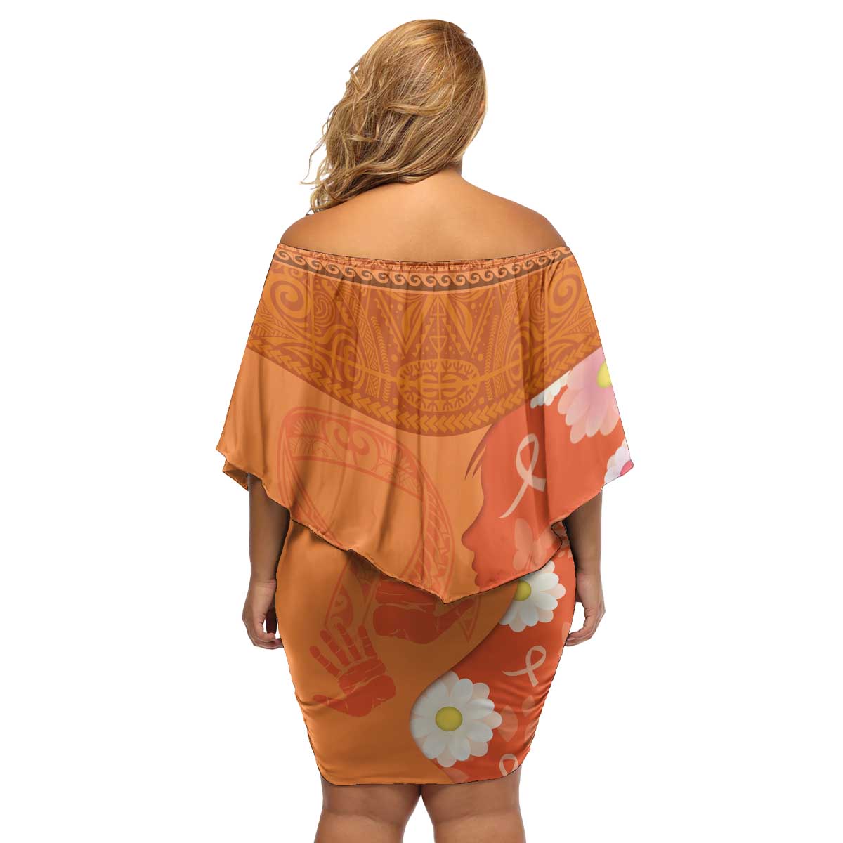 International Day for the Elimination of Violence Against Women Family Matching Off Shoulder Short Dress and Hawaiian Shirt Polynesian Pattern