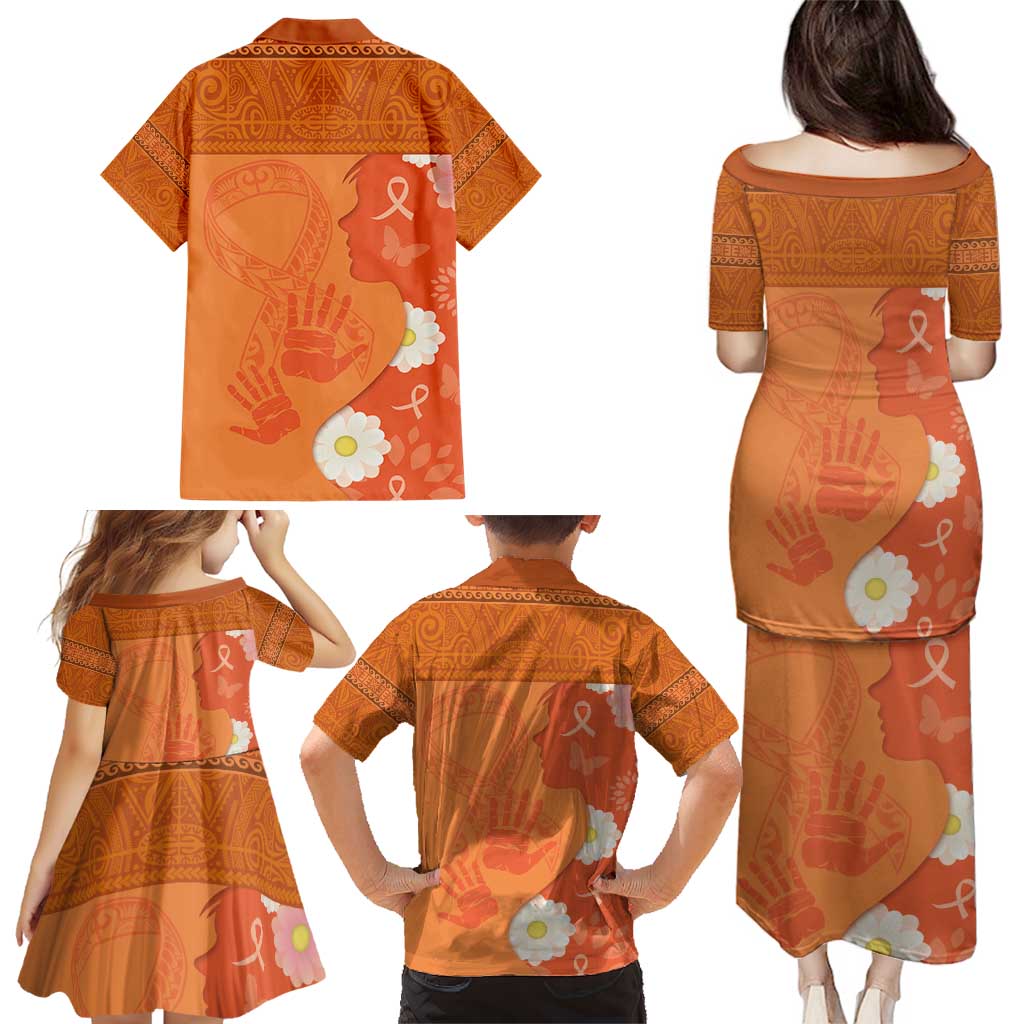 International Day for the Elimination of Violence Against Women Family Matching Puletasi and Hawaiian Shirt Polynesian Pattern
