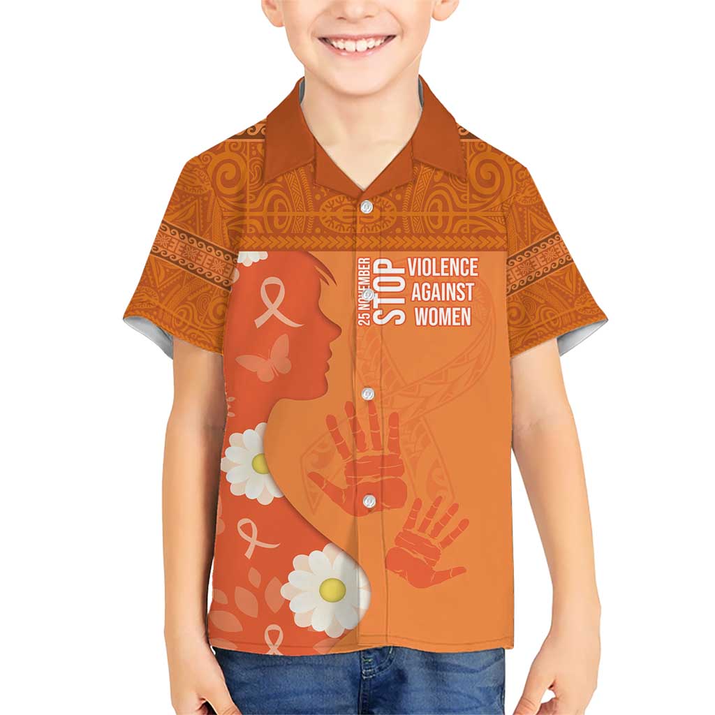 International Day for the Elimination of Violence Against Women Kid Hawaiian Shirt Polynesian Pattern