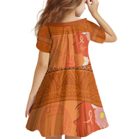 International Day for the Elimination of Violence Against Women Kid Short Sleeve Dress Polynesian Pattern