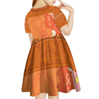 International Day for the Elimination of Violence Against Women Kid Short Sleeve Dress Polynesian Pattern