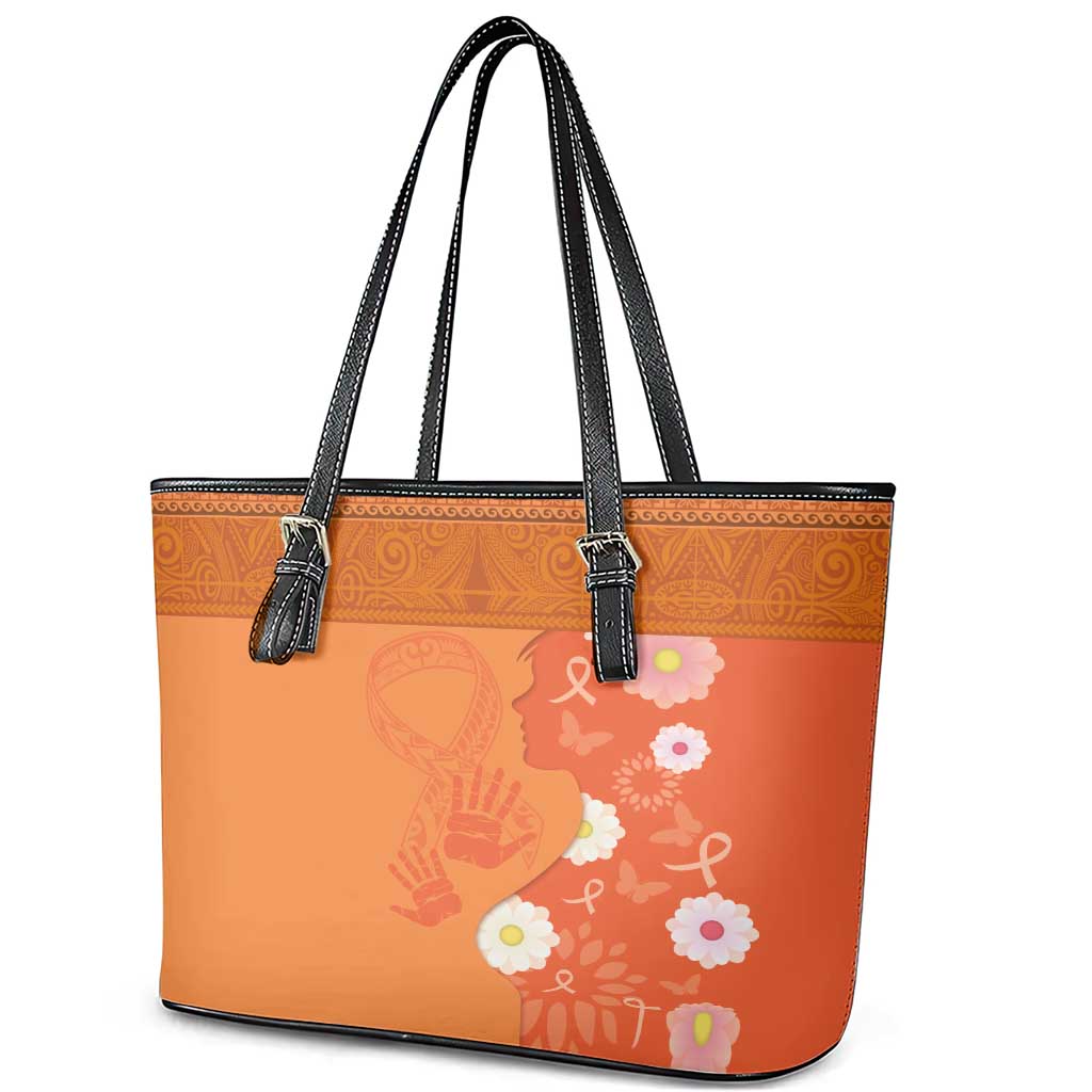 International Day for the Elimination of Violence Against Women Leather Tote Bag Polynesian Pattern LT03 - Polynesian Pride