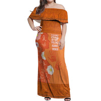 International Day for the Elimination of Violence Against Women Off Shoulder Maxi Dress Polynesian Pattern LT03 Women Orange - Polynesian Pride