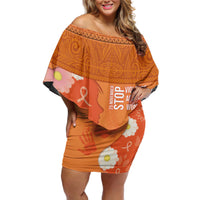 International Day for the Elimination of Violence Against Women Off Shoulder Short Dress Polynesian Pattern LT03 Women Orange - Polynesian Pride