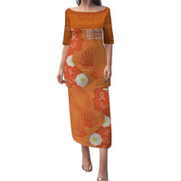 International Day for the Elimination of Violence Against Women Puletasi Polynesian Pattern LT03 Long Dress Orange - Polynesian Pride