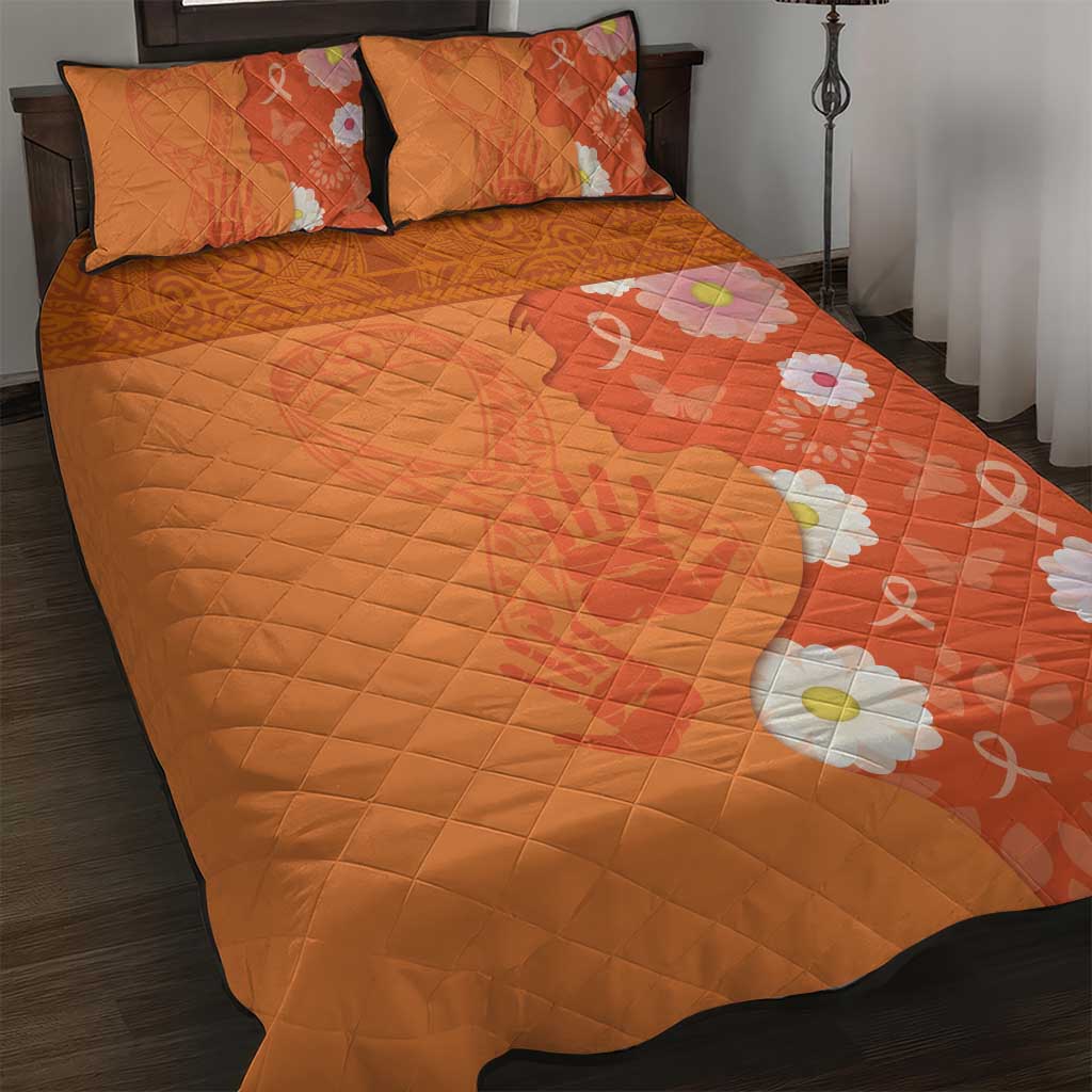International Day for the Elimination of Violence Against Women Quilt Bed Set Polynesian Pattern LT03 Orange - Polynesian Pride
