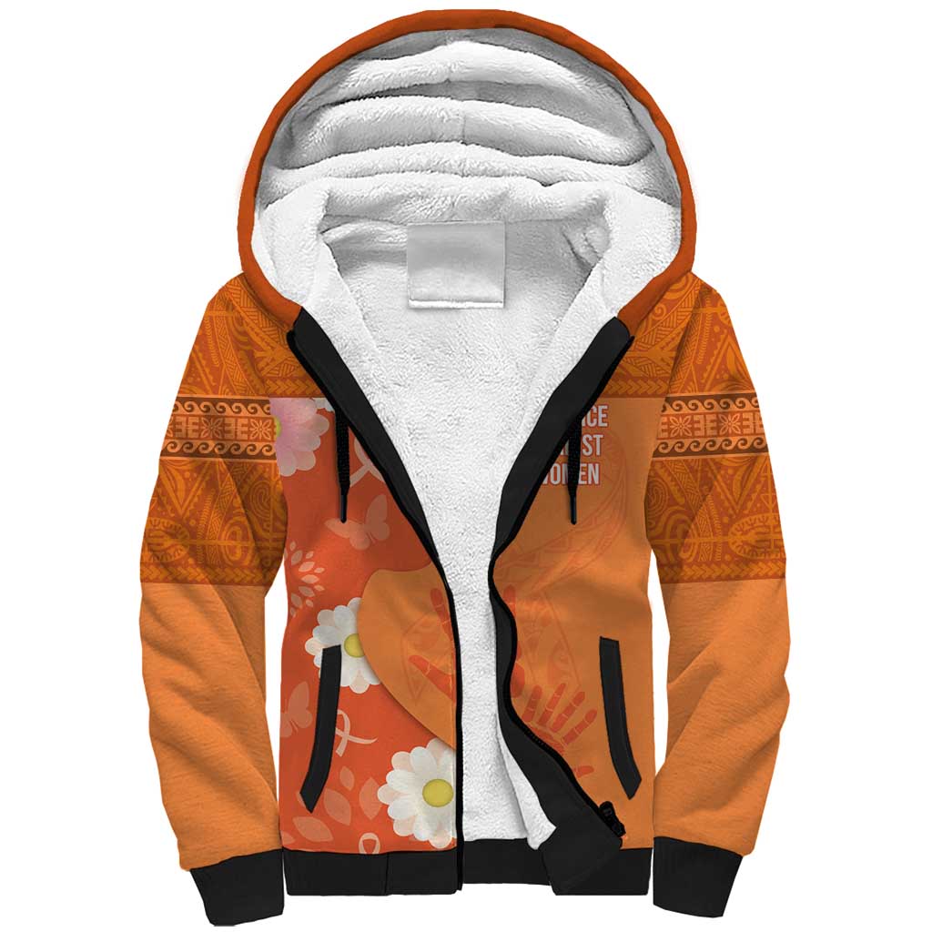 International Day for the Elimination of Violence Against Women Sherpa Hoodie Polynesian Pattern LT03 Unisex Orange - Polynesian Pride