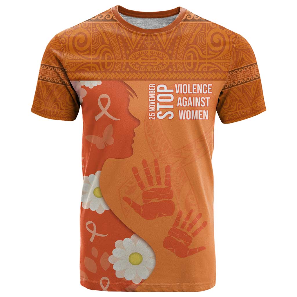 International Day for the Elimination of Violence Against Women T Shirt Polynesian Pattern LT03 Orange - Polynesian Pride