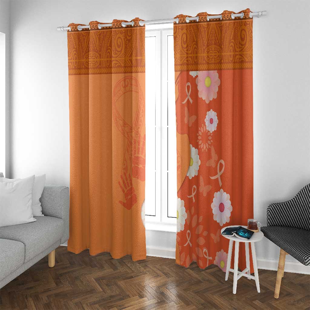 International Day for the Elimination of Violence Against Women Window Curtain Polynesian Pattern LT03 With Grommets Orange - Polynesian Pride