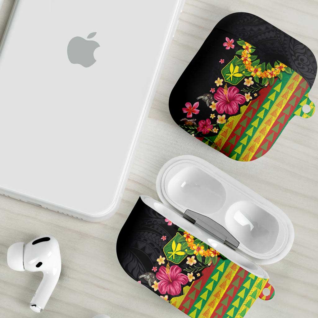 Hawaiian Independence Day AirPods Case Kanaka Maoli Symbols With Tapa Motifs and Tropical Plants - Polynesian Pride