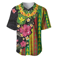 Hawaiian Independence Day Baseball Jersey Kanaka Maoli Symbols With Tapa Motifs and Tropical Plants - Polynesian Pride