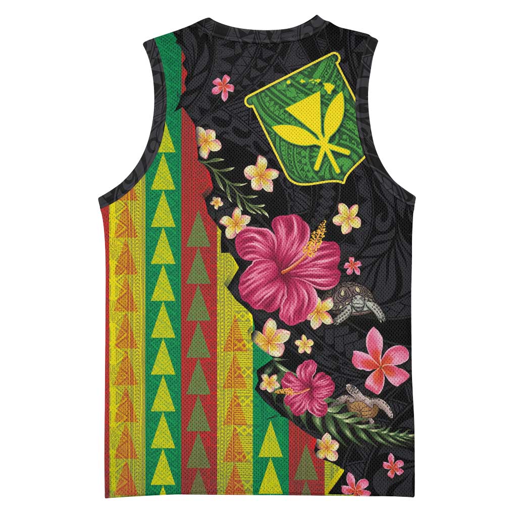 Hawaiian Independence Day Basketball Jersey Kanaka Maoli Symbols With Tapa Motifs and Tropical Plants - Polynesian Pride