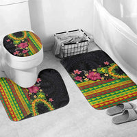 Hawaiian Independence Day Bathroom Set Kanaka Maoli Symbols With Tapa Motifs and Tropical Plants - Polynesian Pride