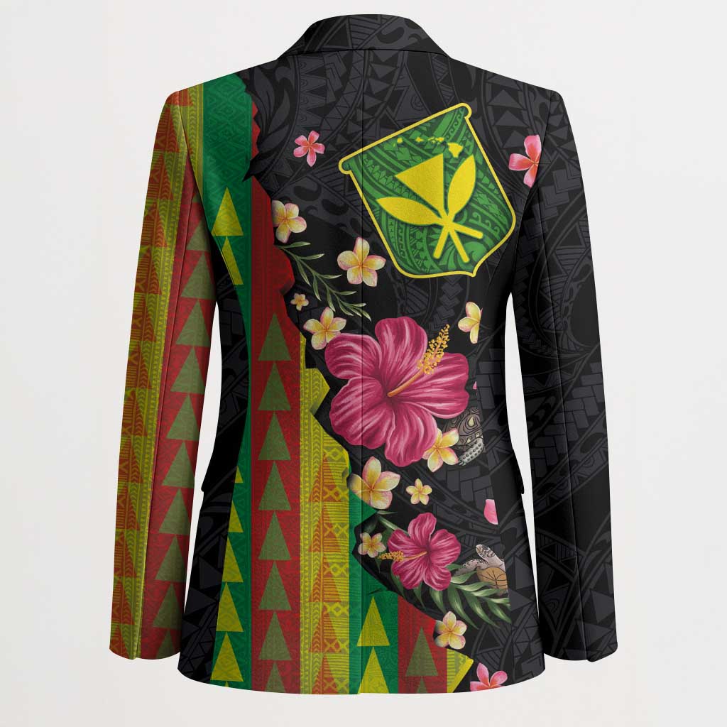 Hawaiian Independence Day Blazer Kanaka Maoli Symbols With Tapa Motifs and Tropical Plants - Polynesian Pride