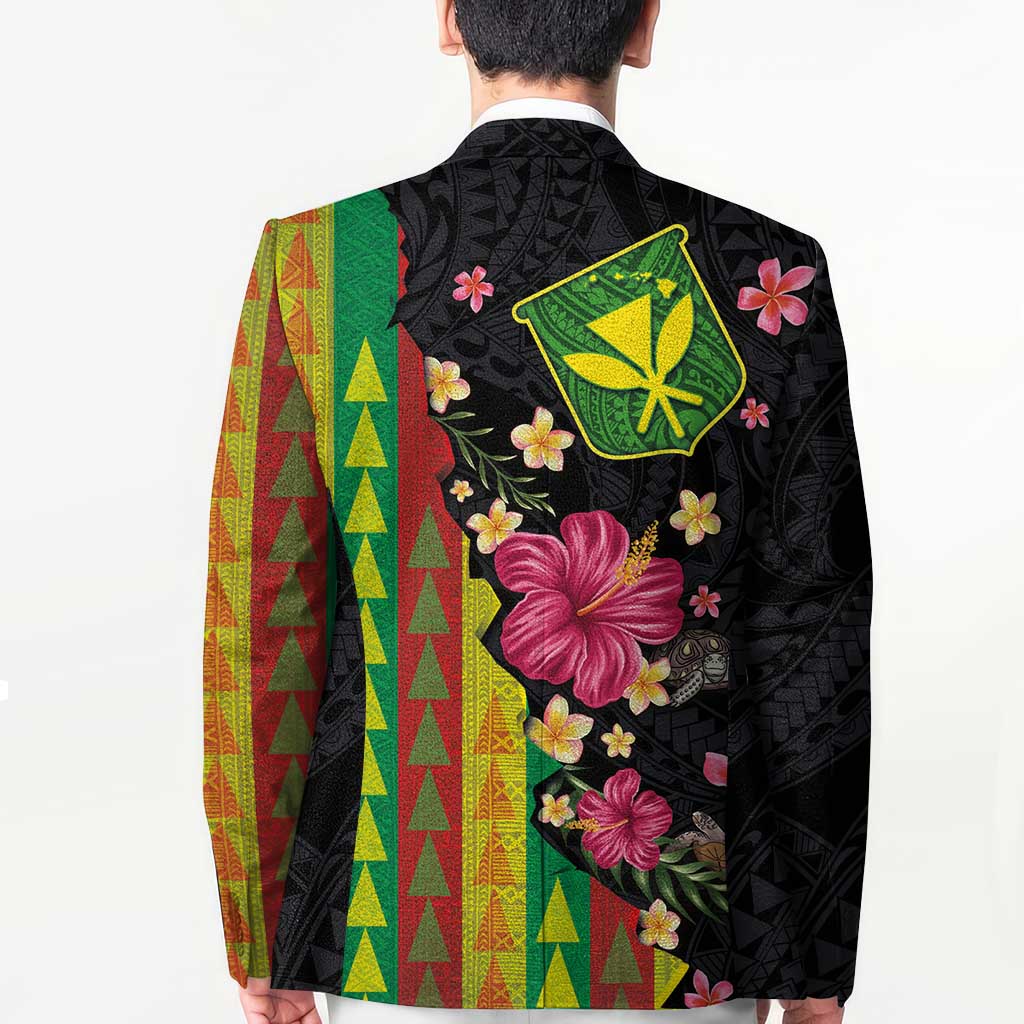 Hawaiian Independence Day Blazer Kanaka Maoli Symbols With Tapa Motifs and Tropical Plants - Polynesian Pride