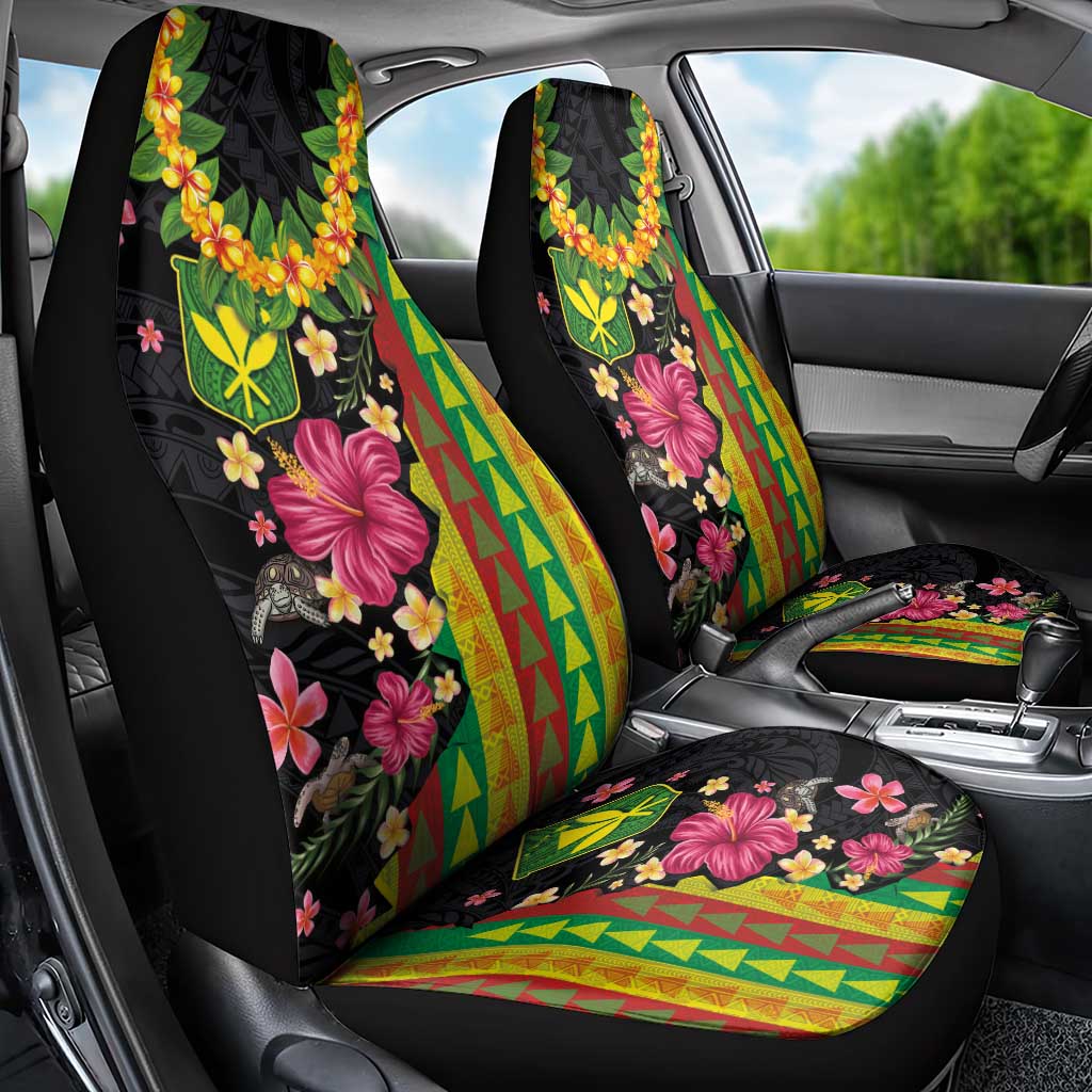 Hawaiian Independence Day Car Seat Cover Kanaka Maoli Symbols With Tapa Motifs and Tropical Plants - Polynesian Pride