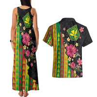 Hawaiian Independence Day Couples Matching Tank Maxi Dress and Hawaiian Shirt Kanaka Maoli Symbols With Tapa Motifs and Tropical Plants - Polynesian Pride