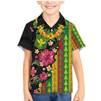 Hawaiian Independence Day Family Matching Mermaid Dress and Hawaiian Shirt Kanaka Maoli Symbols With Tapa Motifs and Tropical Plants - Polynesian Pride