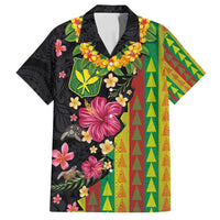 Hawaiian Independence Day Family Matching Off Shoulder Maxi Dress and Hawaiian Shirt Kanaka Maoli Symbols With Tapa Motifs and Tropical Plants - Polynesian Pride