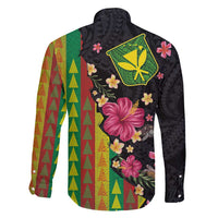 Hawaiian Independence Day Family Matching Off Shoulder Short Dress and Hawaiian Shirt Kanaka Maoli Symbols With Tapa Motifs and Tropical Plants - Polynesian Pride