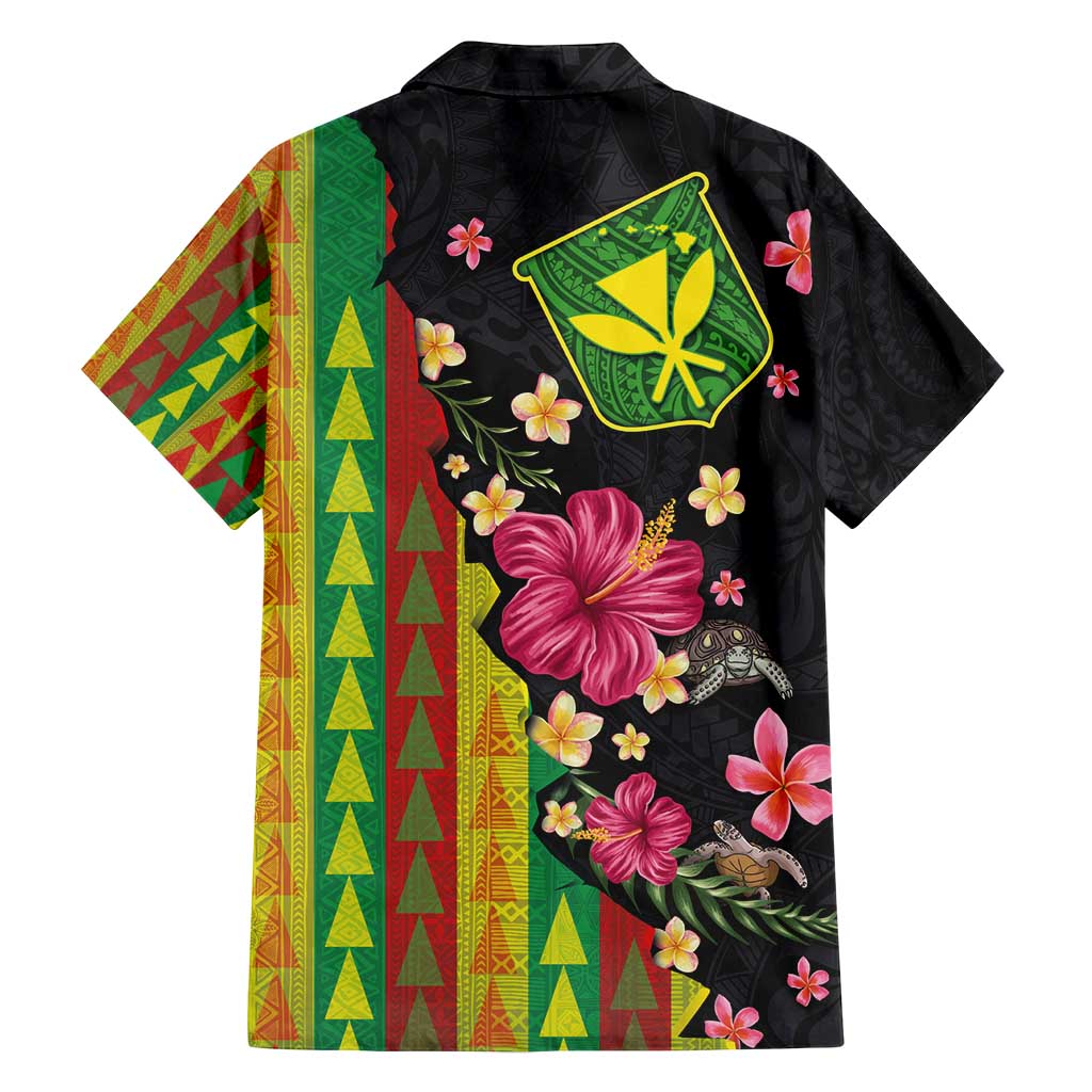 Hawaiian Independence Day Family Matching Puletasi and Hawaiian Shirt Kanaka Maoli Symbols With Tapa Motifs and Tropical Plants - Polynesian Pride