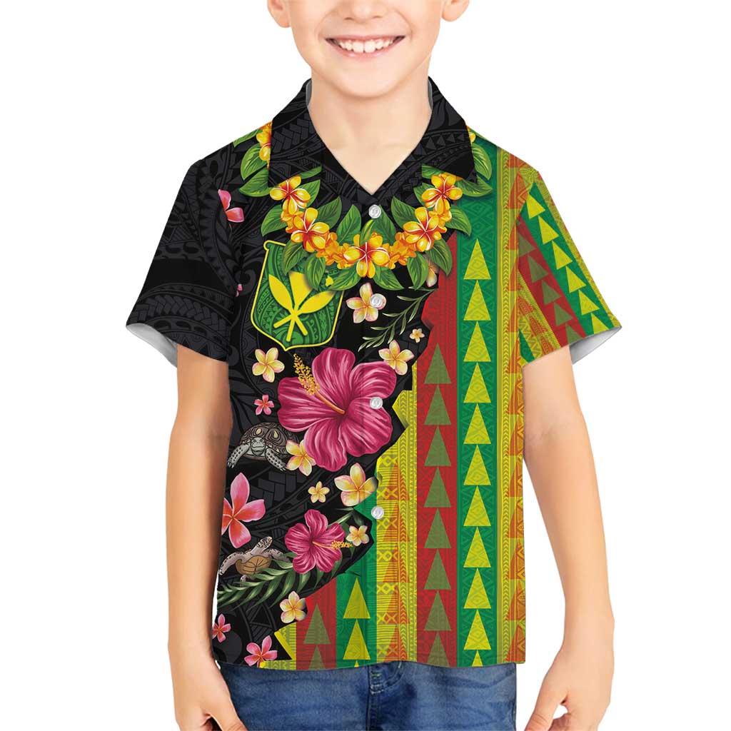 Hawaiian Independence Day Family Matching Tank Maxi Dress and Hawaiian Shirt Kanaka Maoli Symbols With Tapa Motifs and Tropical Plants - Polynesian Pride