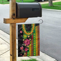 Hawaiian Independence Day Garden Flag Kanaka Maoli Symbols With Tapa Motifs and Tropical Plants - Polynesian Pride
