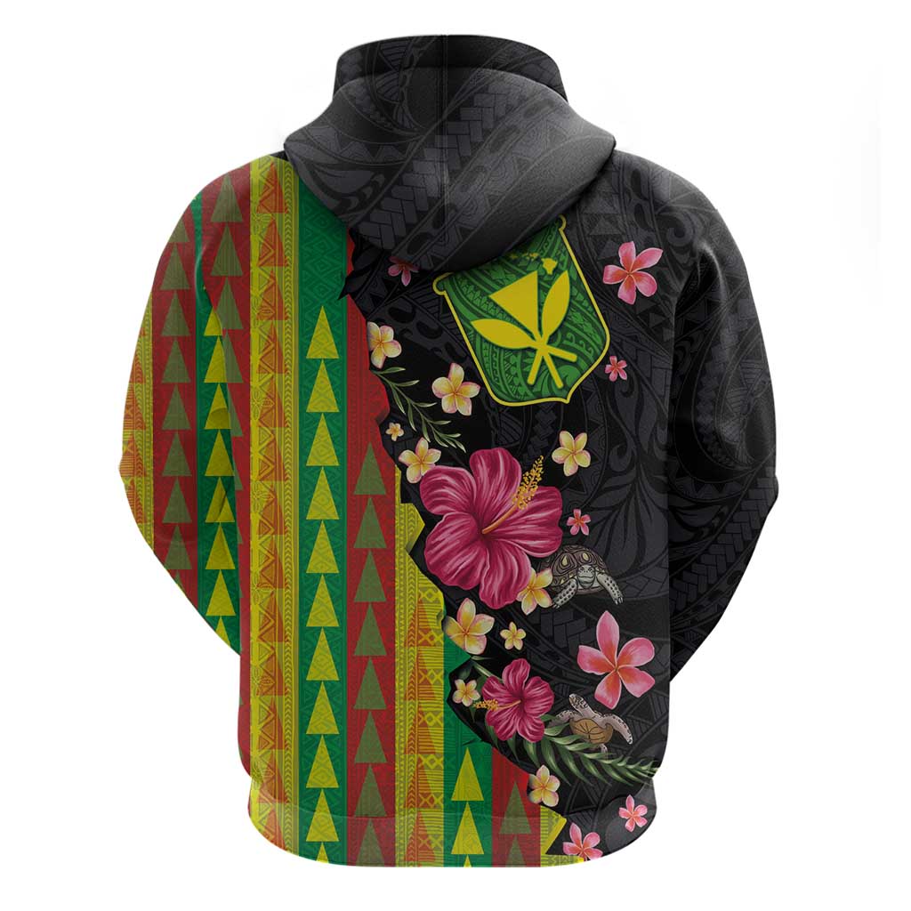 Hawaiian Independence Day Hoodie Kanaka Maoli Symbols With Tapa Motifs and Tropical Plants - Polynesian Pride