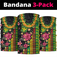 Hawaiian Independence Day Neck Gaiter Kanaka Maoli Symbols With Tapa Motifs and Tropical Plants - Polynesian Pride