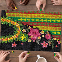 Hawaiian Independence Day Puzzle Kanaka Maoli Symbols With Tapa Motifs and Tropical Plants - Polynesian Pride