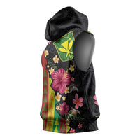 Hawaiian Independence Day Sleeveless Hoodie Kanaka Maoli Symbols With Tapa Motifs and Tropical Plants - Polynesian Pride