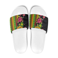 Hawaiian Independence Day Slide Sandals Kanaka Maoli Symbols With Tapa Motifs and Tropical Plants - Polynesian Pride