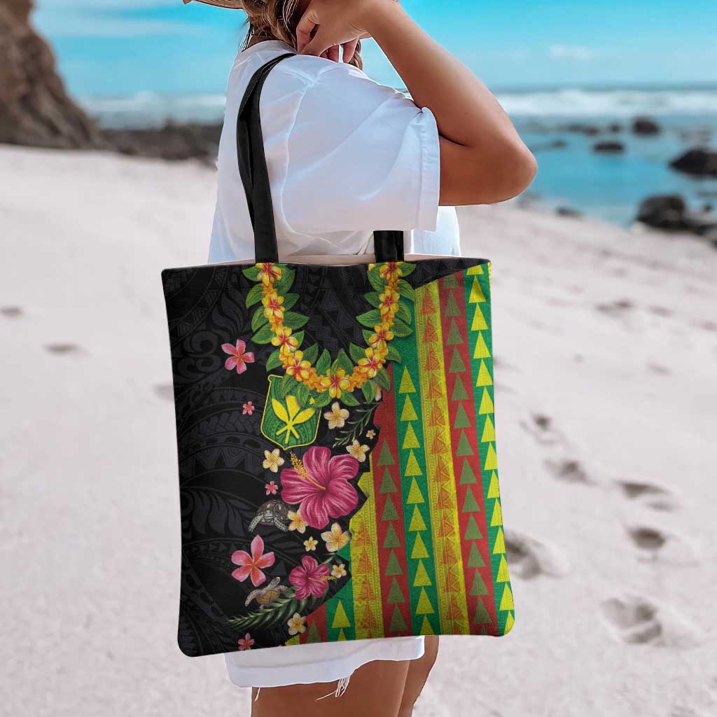 Hawaiian Independence Day Tote Bag Kanaka Maoli Symbols With Tapa Motifs and Tropical Plants - Polynesian Pride