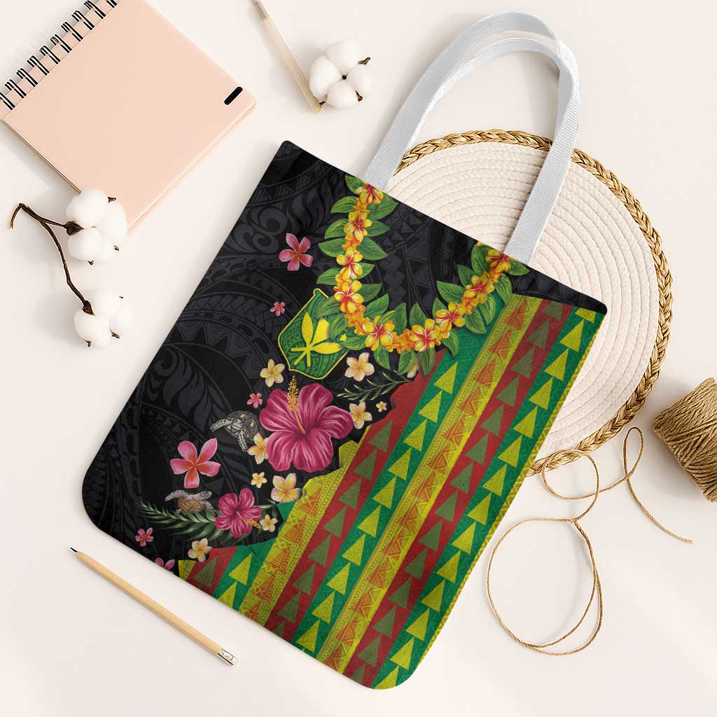 Hawaiian Independence Day Tote Bag Kanaka Maoli Symbols With Tapa Motifs and Tropical Plants - Polynesian Pride