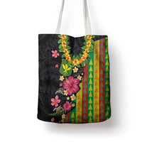 Hawaiian Independence Day Tote Bag Kanaka Maoli Symbols With Tapa Motifs and Tropical Plants - Polynesian Pride